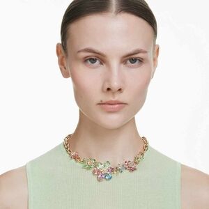 Swarosvski Idyllia necklace Mixed cuts, Flower, Multicolored, Gold-tone plated